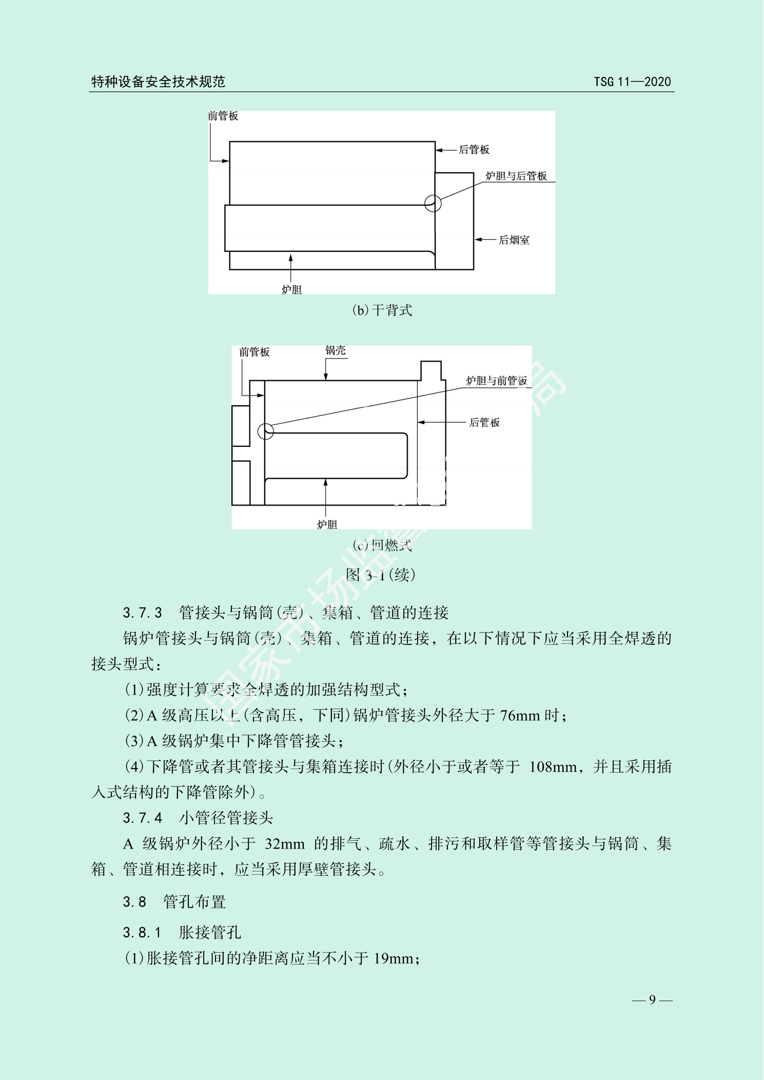 总局PDF第12页,图3-1(b)干背式和(c)回燃式